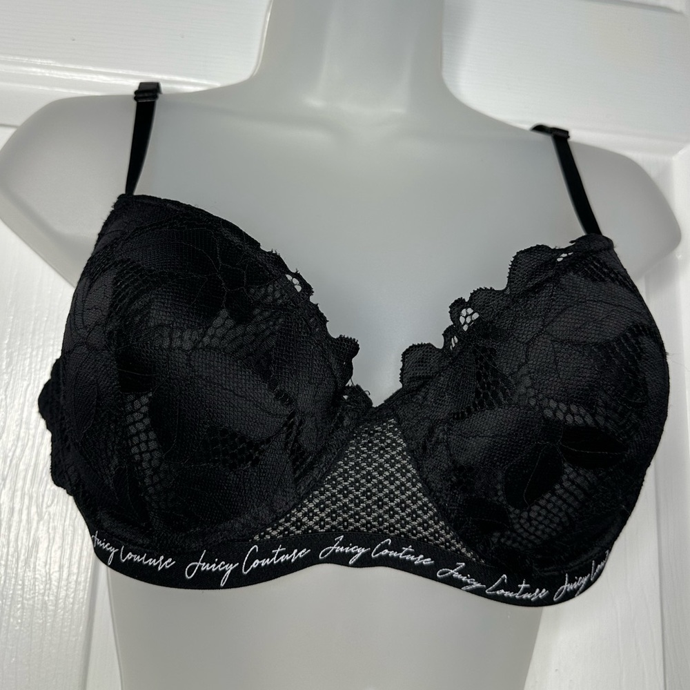 NWOT Juicy Couture Black Lace Push Up Bra